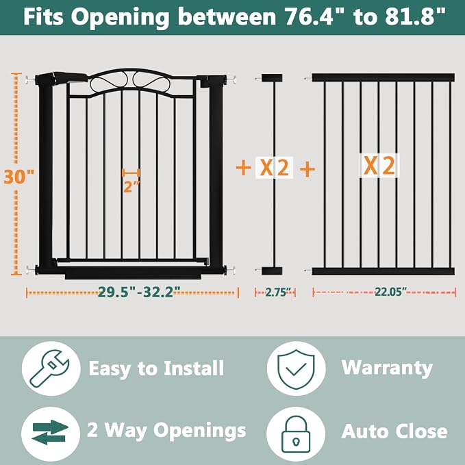 Fairy Baby 76.4"-81.8" Extra Wide Baby Gate - Image 2