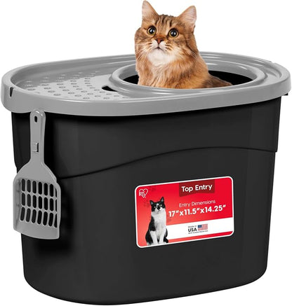 IRIS USA Top Entry Cat Litter Box, Large Enclosed by IRISUSA