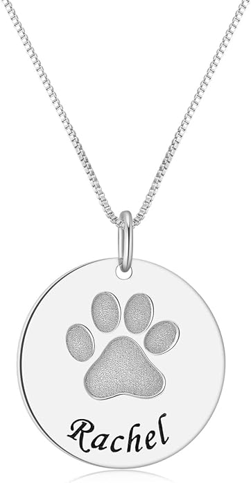 Personalized Cute Dog Cat Paw Name Necklace Forever Love Custom Heart Pendant by RESVIVI