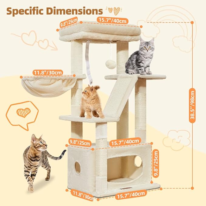 Taoqimiao Cat Tree, 38.5-Inch Cat Tower - Image 2