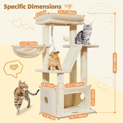 Taoqimiao Cat Tree, 38.5-Inch Cat Tower - Image 2