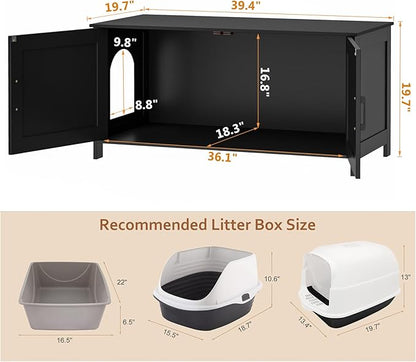 Homhedy 39.4" L Cat Litter Box Enclosure, Pet House - Image 4