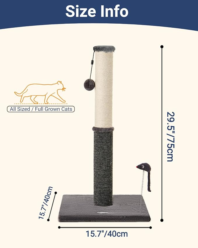 Happi N Pets 29.5" Tall Cat Scratching Post, Cat Scratcher - Image 3