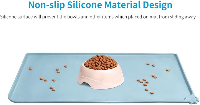 AUDWUD Silicone Waterproof Pet Feeding Mats, Anti Slip Bowl Pad, Dog Mat - Image 2