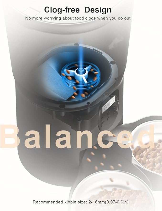 Automatic Cat Feeders for 2Cats, 6L/25cup Automatic Cat Food Dispenser - Image 6