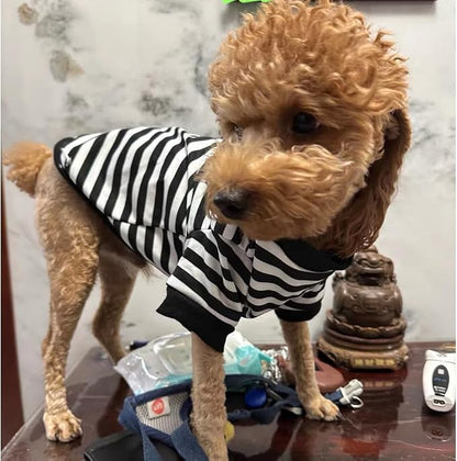 Autumn Dog Hoodies with Leash Ring Warm Striped Puppy Shirt - Image 4