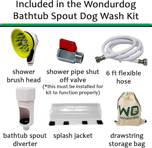 Wondurdog Bathtub Spout and Garden Hose Attachment Dog Wash Kit w/Splash Shield - Image 2