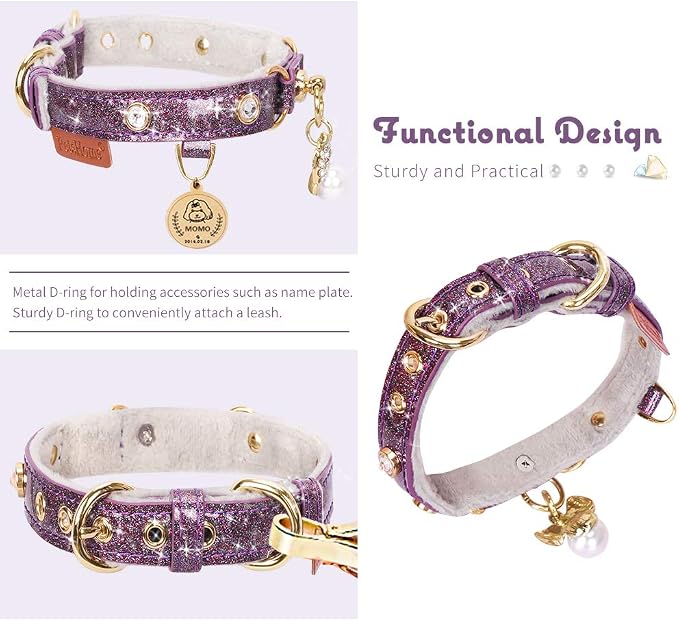 PetsHome Cat Collar, Dog Collar, PU Leather Adjustable Pet Collar - Image 3