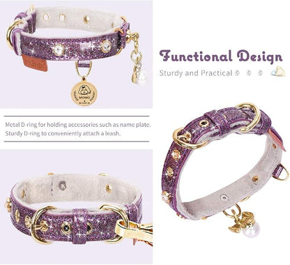 PetsHome Cat Collar, Dog Collar, PU Leather Adjustable Pet Collar - Image 3