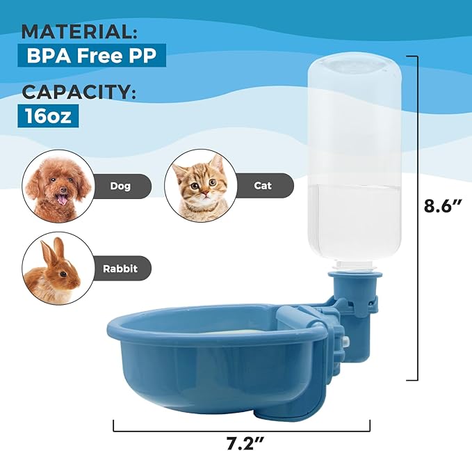 VANNON 16oz Pet Water Bottle, Gravity Dog Water Bowl Dispenser - Image 6