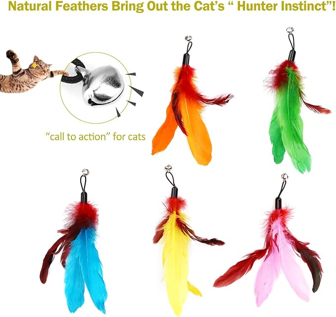 11PCS Cat Feather Toys Refills, Interactive Cat Wand Toy Replacement - Image 4