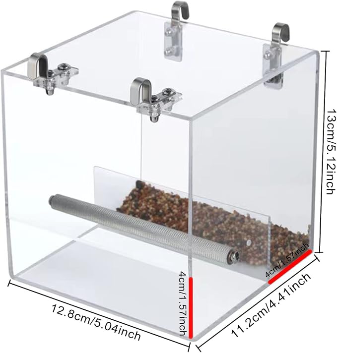 No Mess Bird Feeder for Cage, Automatic Acrylic Bird Feeder Seed Catcher Tray - Image 2