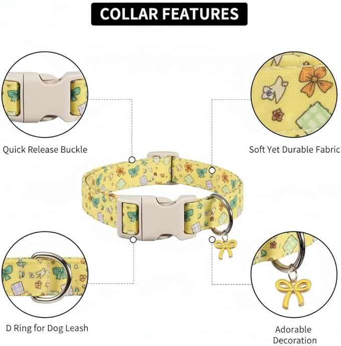 Small Dog Collar with Cute Bowtie Print, Girl Dog Collar - Image 3
