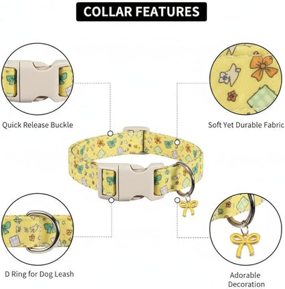 Small Dog Collar with Cute Bowtie Print, Girl Dog Collar - Image 3