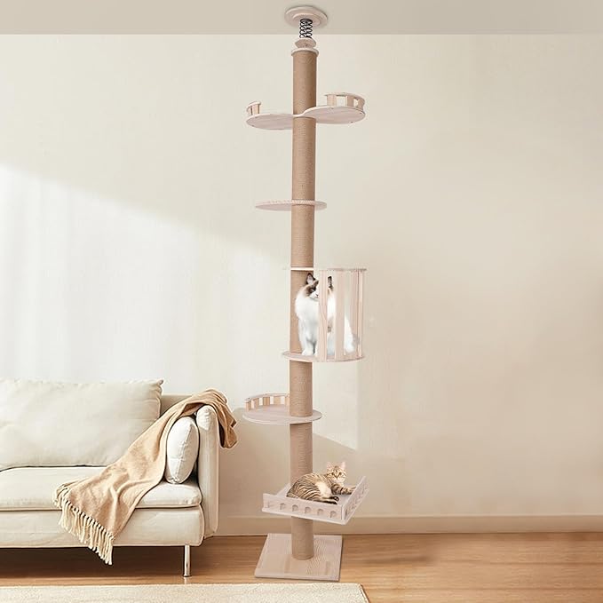 Floor to Ceiling Cat Tree, 100.4-104.3" Tall Cat Tower - Image 7
