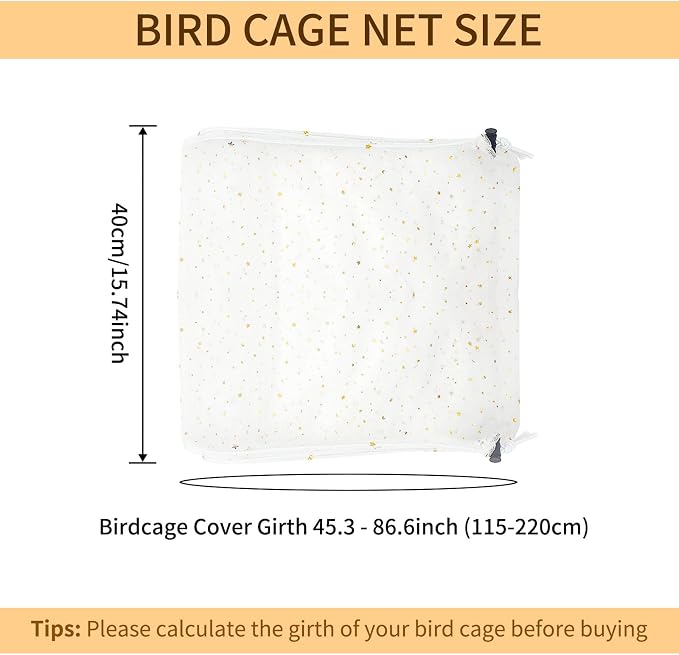 Bird Cage Seed Catcher, 45-90'' Adjustable Bird Cage Cover, Universal Nylon - Image 2