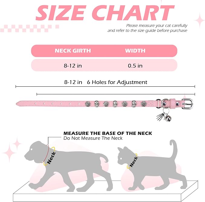 EXPAWLORER Cat Collar for Girl Boy Cats- Adjustable Leather Pet Collar - Image 2