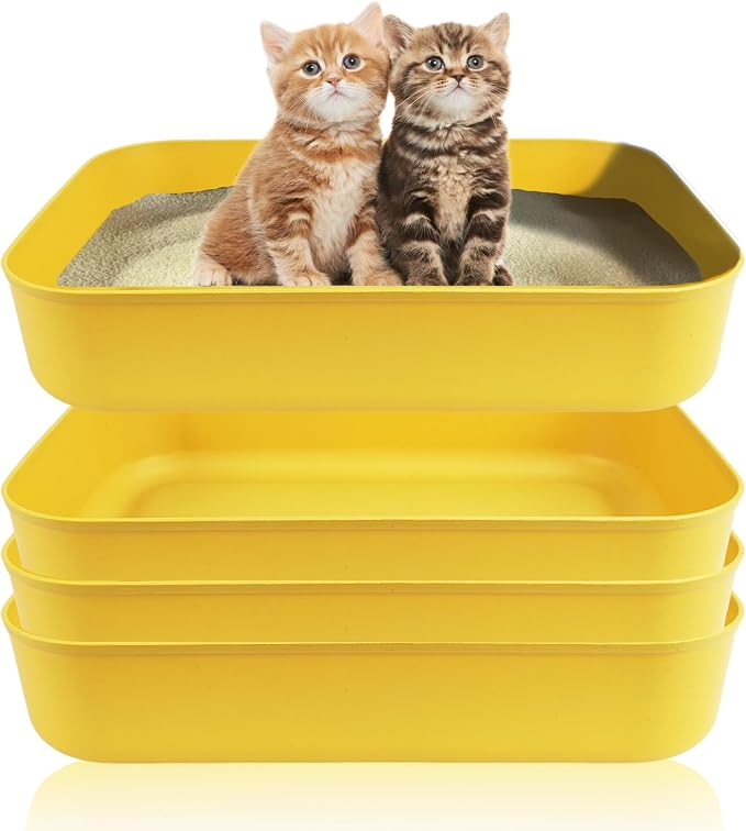 Small Litter Box, Plastic Kitten Litter Box, 13.9 x 9.8 x 3 Inch Open Litter Box by GCVOPTON