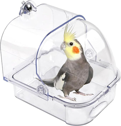 Bird Bath for Cage Transparent Bird Bathtub Hanging Portable Shower Pool by MUYG