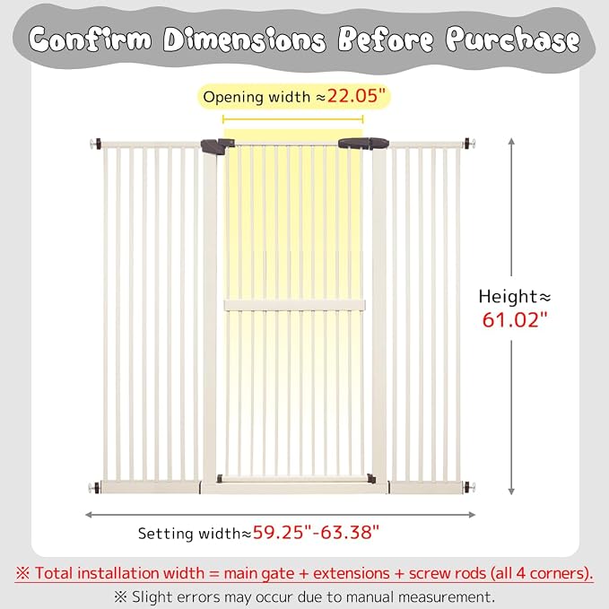 Lumizone Extra Tall Cat Gate 61.02" High Pressure Mounted Extra Wide - Image 2
