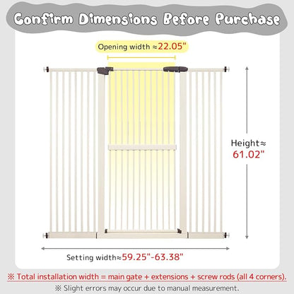 Lumizone Extra Tall Cat Gate 61.02" High Pressure Mounted Extra Wide - Image 2