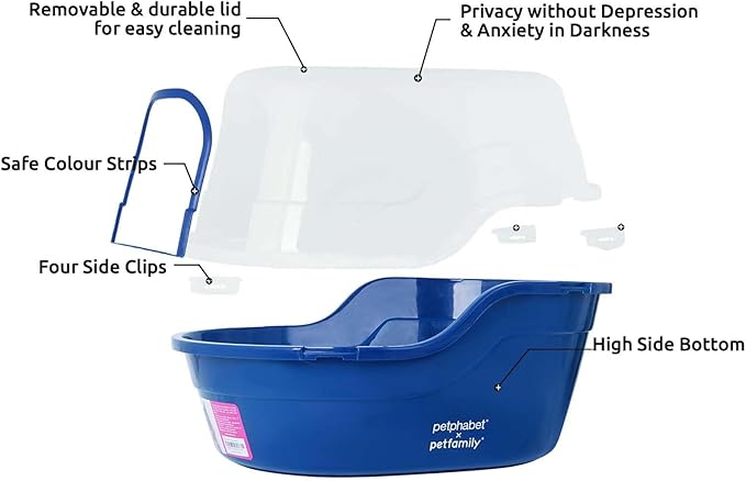 petphabet Covered Litter Box, Jumbo Hooded Cat Litter Box Holds Up to Two Small - Image 3
