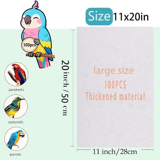 Bird Cage Liners-100PCS-11'' X 20''Disposable Non-WovenBird Cage Tray Liners - Image 2