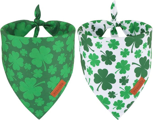 PTDECOR St. Patrick's Day Dog Bandana, Reversible Dog Scarf by PTDECOR