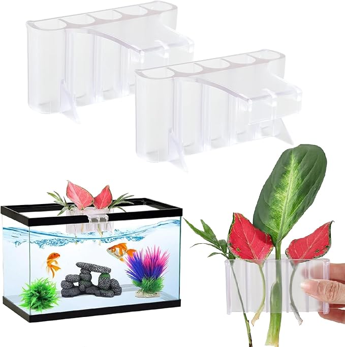 2 PCS Aquarium Plant Holder Top Hanging Fish Tank Plant Pot Aquarium Planter by GLEFLE