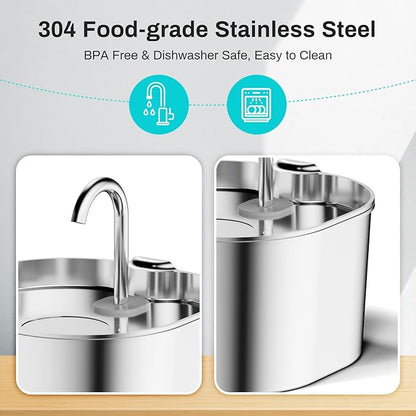 2.2L Stainless Steel Cat Water Fountain Automatic Pet Water Dispenser - Image 4