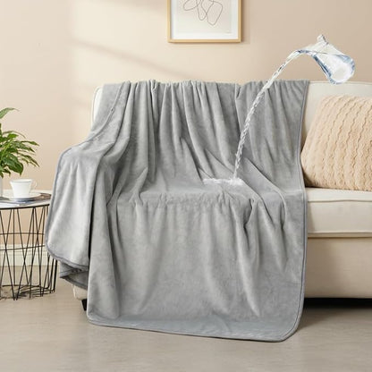 Waterproof Dog Blankets Light Grey, Soft Fluffy Sofa Car Bed Protector - Image 7