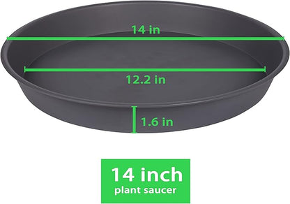 2 Pack of 14 inch Plant Saucer, Heavy Duty Round Plastic Plant Water Tray - Image 2