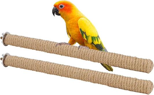 Hypeety Bird Perch Stand Natural Wood Parrot Hemp Rope Perch Birdcage by Hypeety