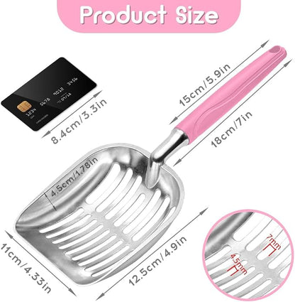 Cat Litter Scoop, Metal Cat Scooper, Plastic Handle Scoop, Sifting Shovel - Image 2