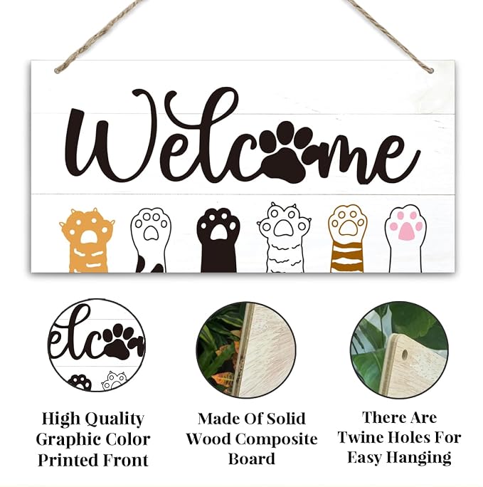 Welcome Sign for Front Door, Welcome Decor Wooden Hanging Sign - Image 3