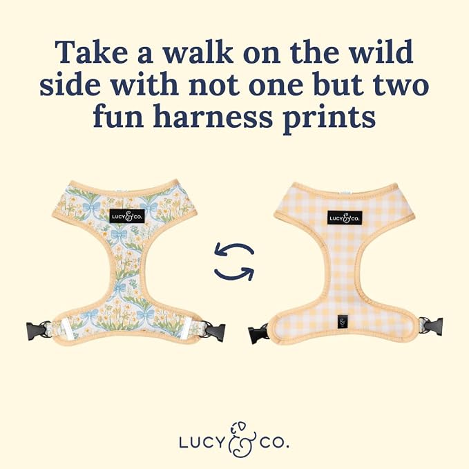 Lucy & Co. Sunshine and Daffodils Reversible Dog Harness, Adjustable Comfort Fit - Image 4