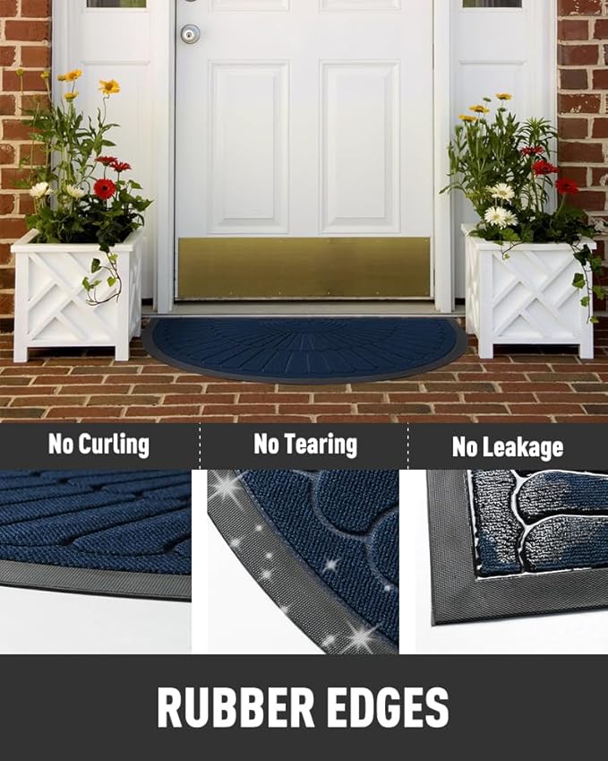 tchdio Door Mat Outdoor Indoor Entrance Doormat-Semicircular Durable Rubber Non - Image 5