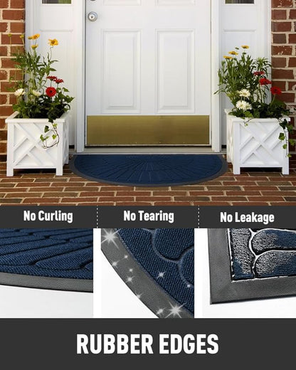 tchdio Door Mat Outdoor Indoor Entrance Doormat-Semicircular Durable Rubber Non - Image 4