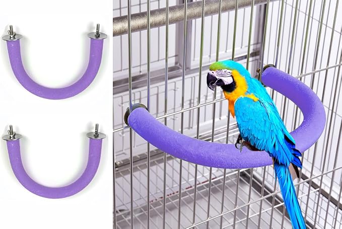 2Pcs 7.9Inch Purple U Shape Rough-surfaced Sands Stick Bird Perches Bird Cage by OSWINMART