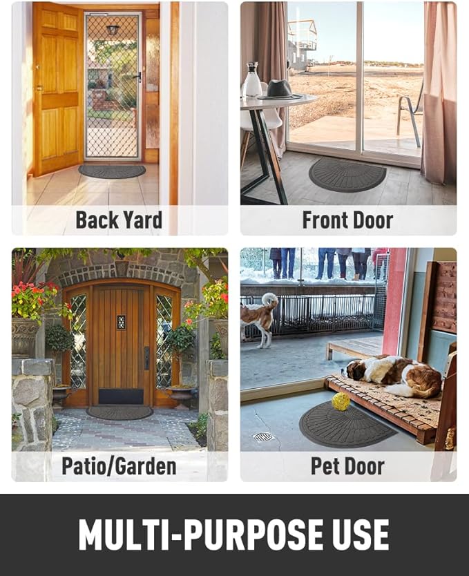 tchdio Door Mat Outdoor Indoor Entrance Doormat-Semicircular Durable Rubber Non - Image 7