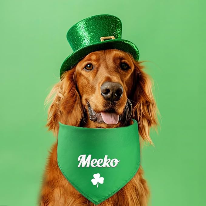 St. Patrick's Day Personalized Dog Bandana Embroidered Name Custom Neckwear Dog - Image 7