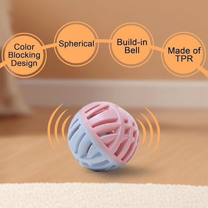 Rubber Cat Toy Balls with Inside Bell, Soft TPR Interactive Cat Ball Toys - Image 3
