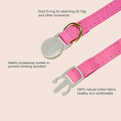 Bunny Ear Cat Collar with Bell and Bow Tie, Breakaway Cute Bowtie Kitten Collars - Image 3