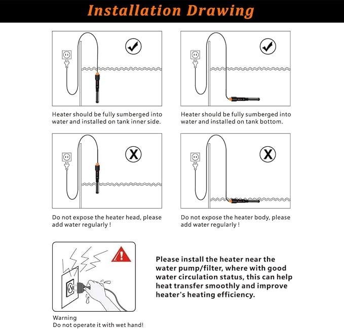 PULACO 200Watt Aquarium Heater for 25-50 Gallon Fish Tank, Adjustable - Image 5