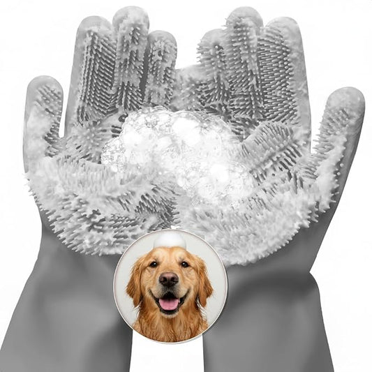 Cat & Dog Washing Gloves for Bathing – 2-in-1 Design Dog Scrubbing Gloves for by RZleticc