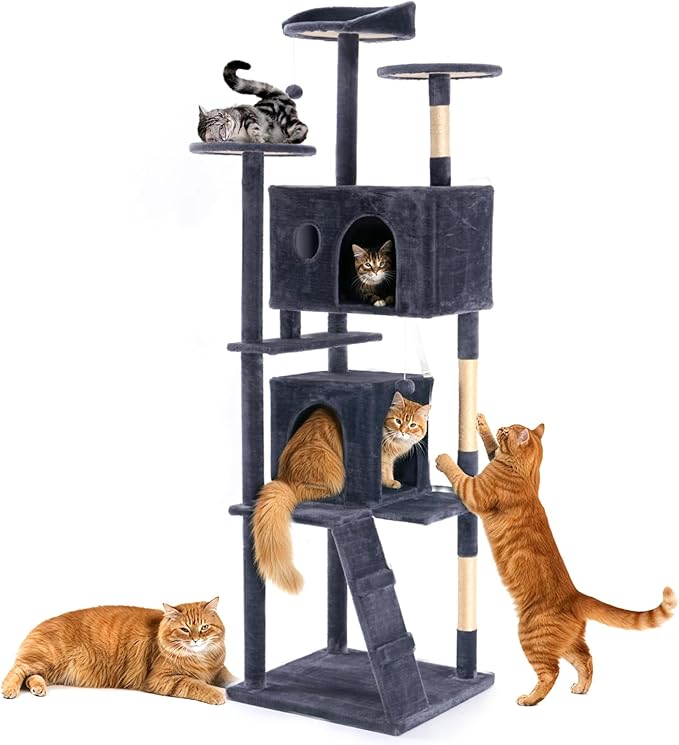 DUMOS 70-inch Indoor Cat Tree Tower –Multi-Level Pet House by DumosLifestyle
