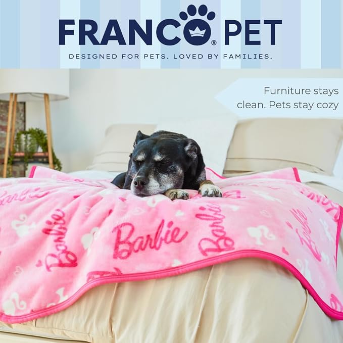Franco Pet Barbie Super Soft Cozy Waterproof Sherpa-Backed Blanket Throw - Image 6