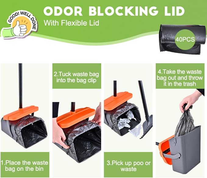 Dog Pooper Scooper Swivel Bin & Rake Kit - Image 6