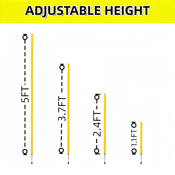 6 Pcs Soccer Agility Poles for Training, 5 FT Adjustable Speed and Agility - Image 3