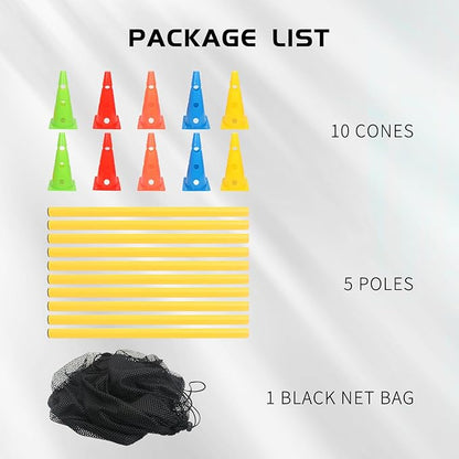 Dog Jump Agility Training Set Puppy Agility Training Hurdle 10 Cones & 5 Poles - Image 5
